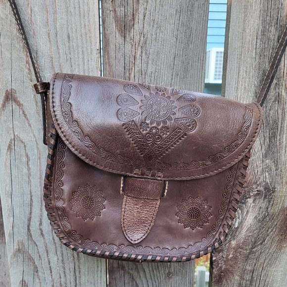 Patricia Nash Handbags - Patricia Nash Brown Italian Leather Saddlebag